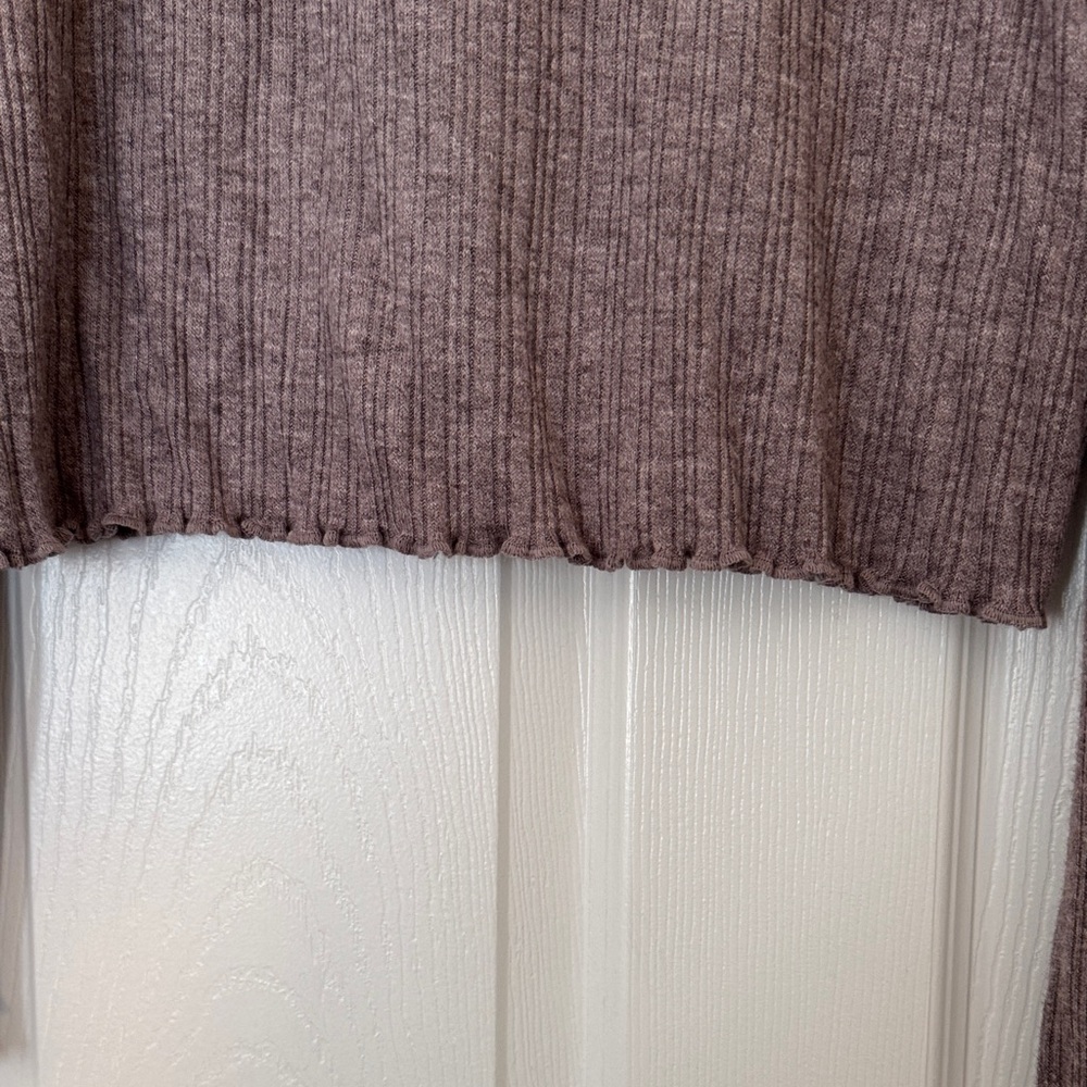 Madewell Women Ribbed Mock Neck Sweater - Mauve Taupe Size XL - Picture 3 of 12